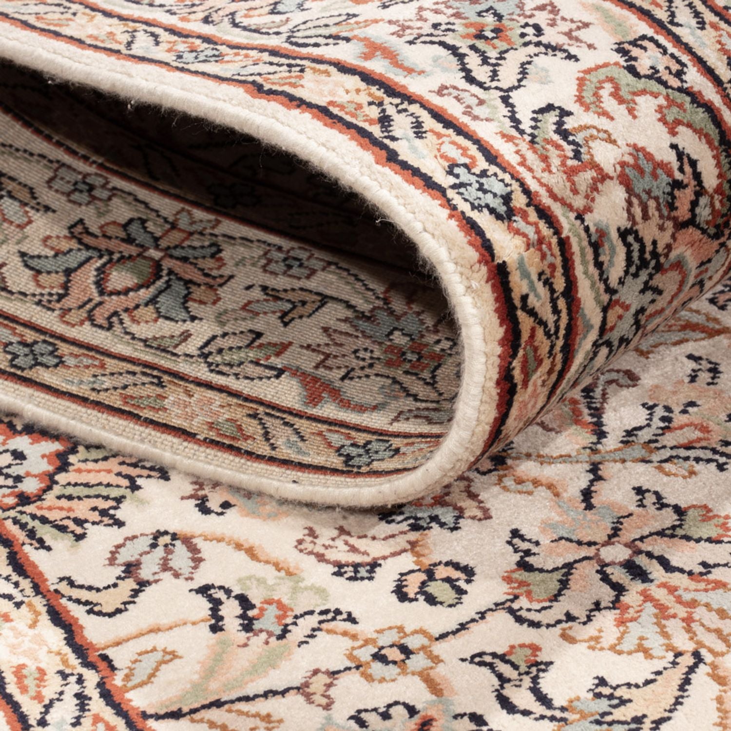 Tappeto corsia Tappeto di seta - Seta del Kashmir - 307 x 77 cm - beige