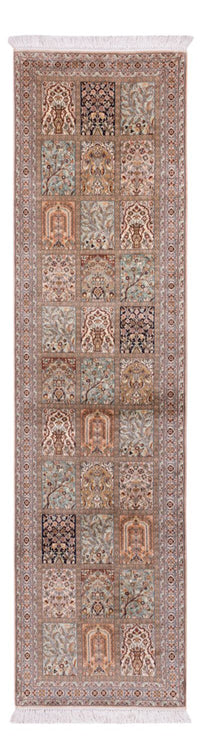 Tappeto corsia Tappeto di seta - Seta del Kashmir - 304 x 79 cm - beige scuro