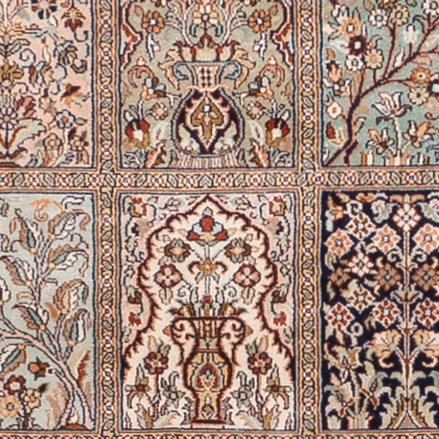 Tappeto corsia Tappeto di seta - Seta del Kashmir - 304 x 79 cm - beige scuro