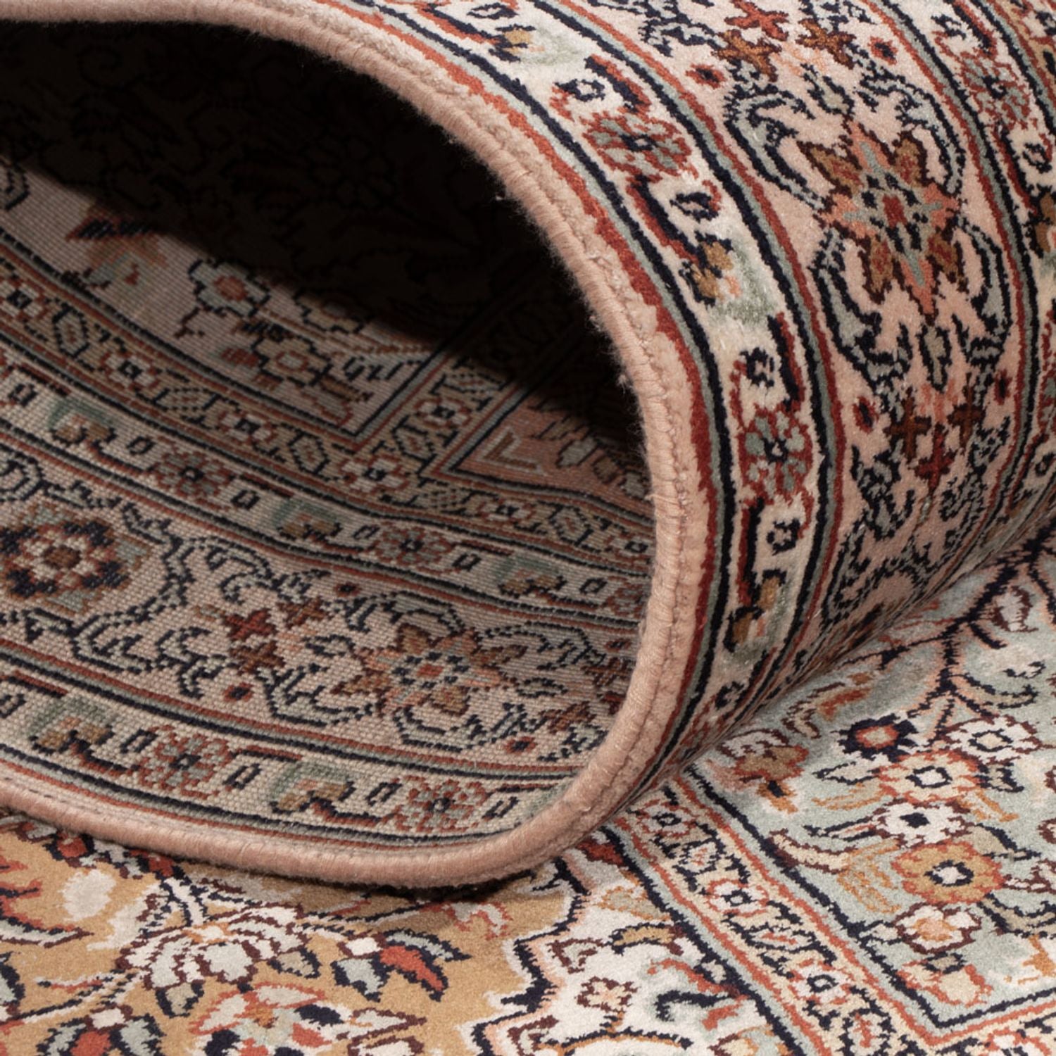Tappeto corsia Tappeto di seta - Seta del Kashmir - 304 x 79 cm - beige scuro