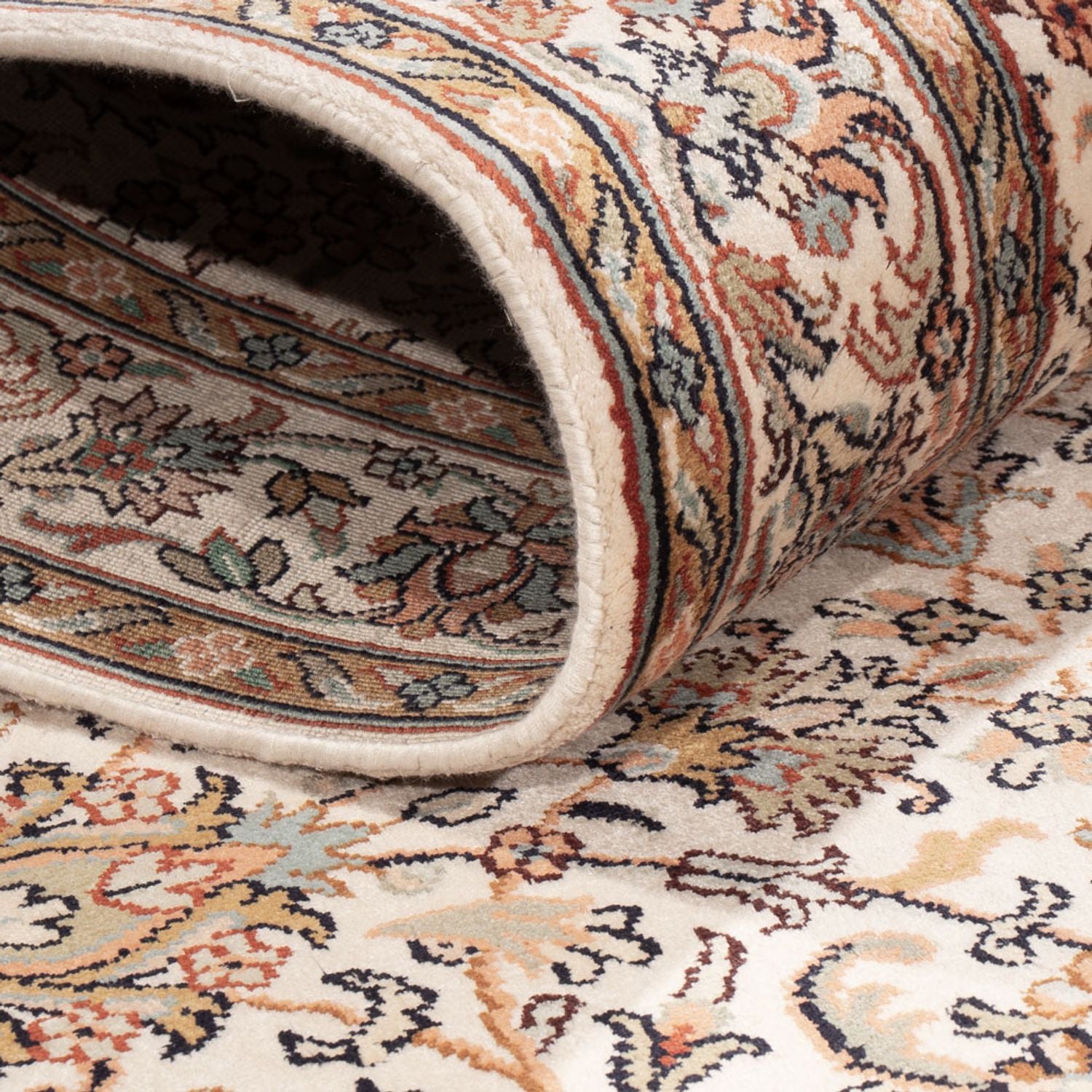 Tappeto corsia Tappeto di seta - Seta del Kashmir - 308 x 80 cm - beige