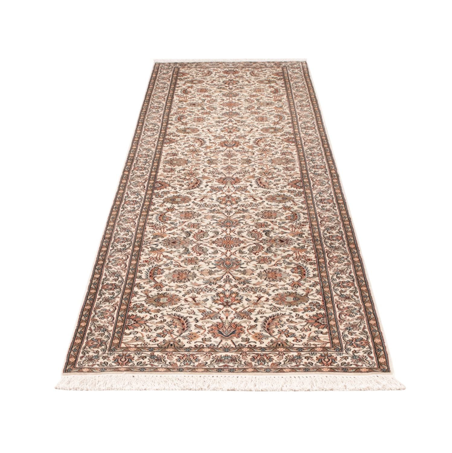 Tappeto corsia Tappeto di seta - Seta del Kashmir - 308 x 80 cm - beige