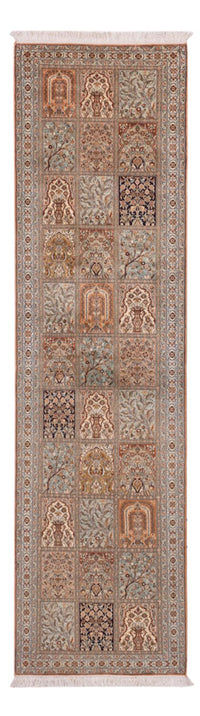 Tappeto corsia Tappeto di seta - Seta del Kashmir - 301 x 77 cm - beige scuro