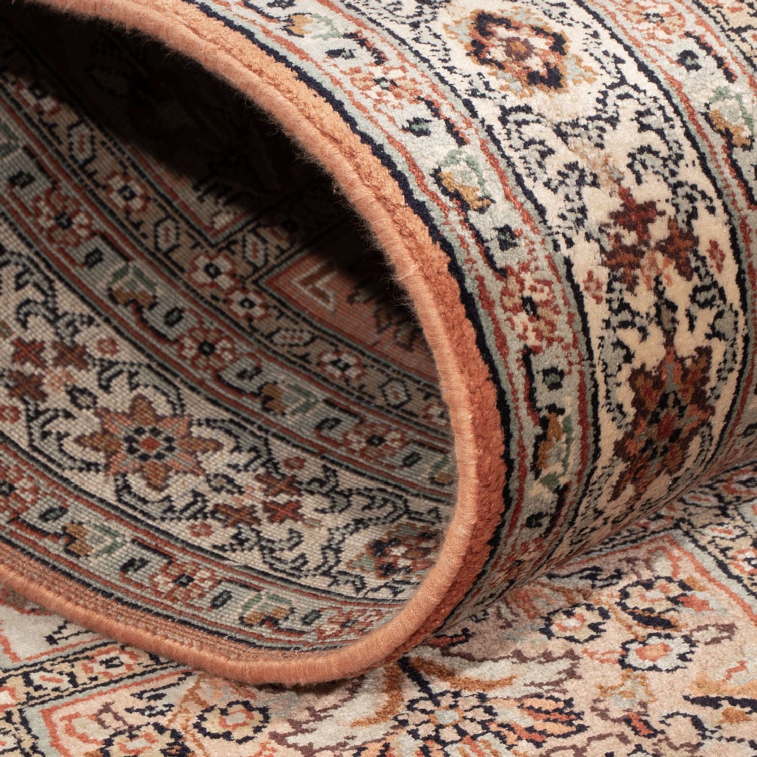 Tappeto corsia Tappeto di seta - Seta del Kashmir - 301 x 77 cm - beige scuro