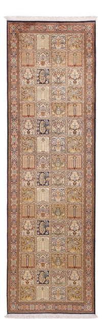 Tappeto corsia Tappeto di seta - Seta del Kashmir - 280 x 77 cm - beige scuro