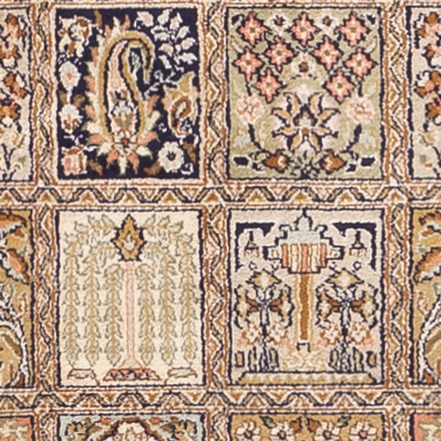 Tappeto corsia Tappeto di seta - Seta del Kashmir - 280 x 77 cm - beige scuro
