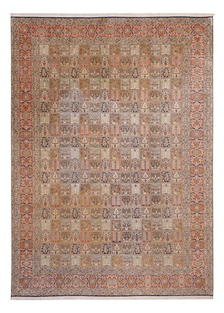 Seidenteppich - Kaschmir Seide - 377 x 275 cm - dunkelbeige
