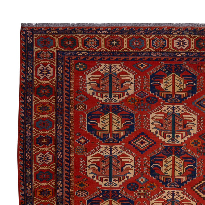 Kelim Teppich - Oriental - Soumak - 348 x 272 cm - dunkelrot