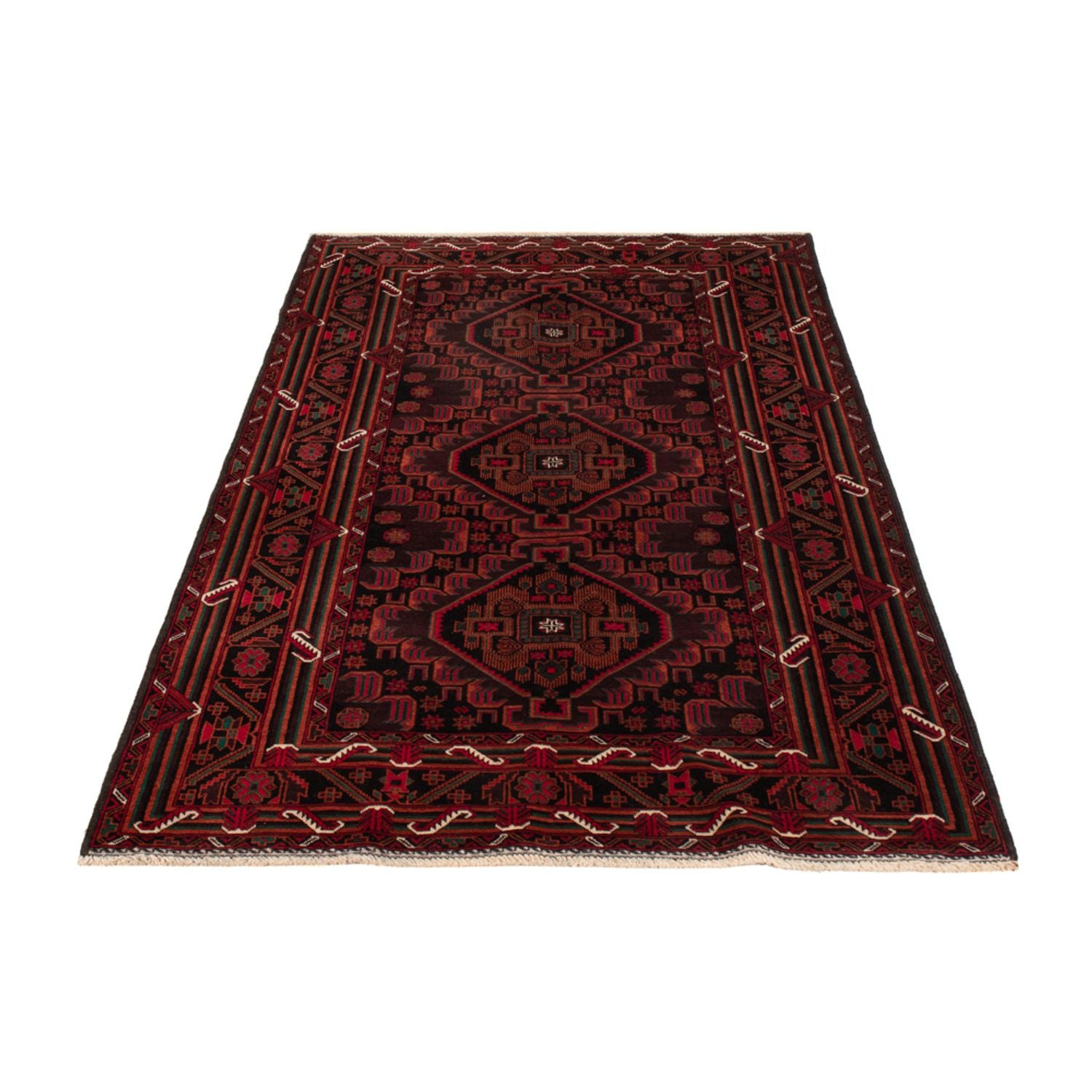 Belutsch Teppich - 206 x 117 cm - dunkelrot