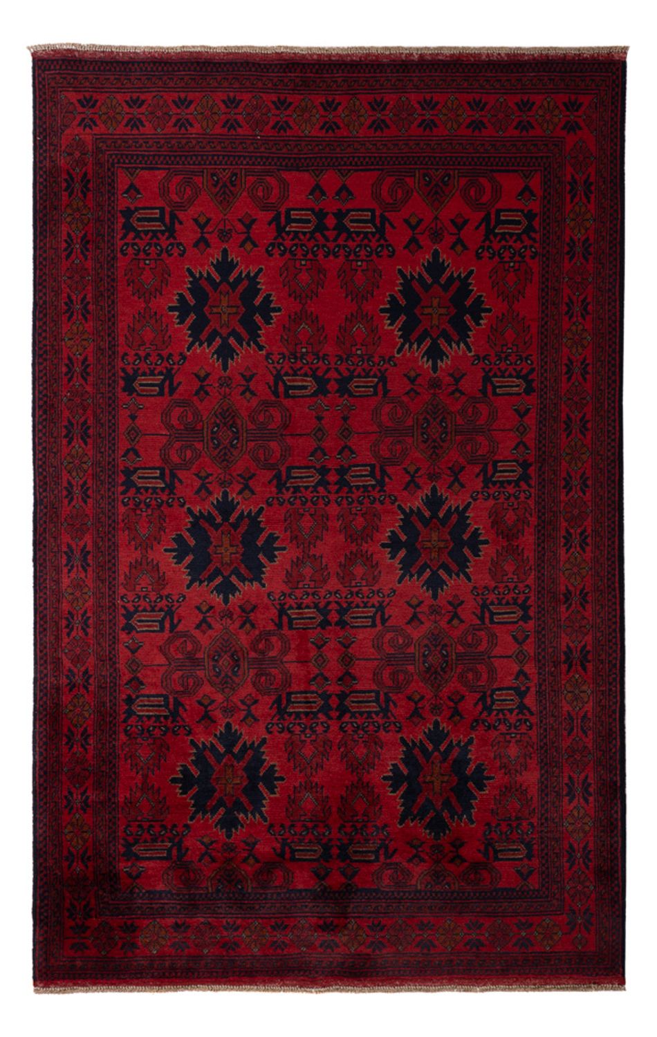 Tappeto afgano - Kunduz - 199 x 123 cm - rosso scuro