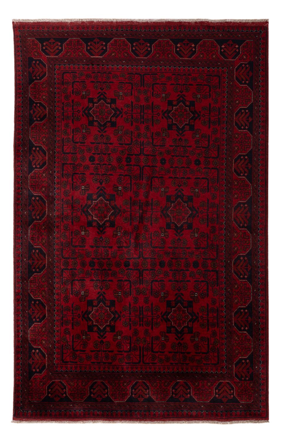 Tappeto afgano - Kunduz - 199 x 124 cm - rosso scuro