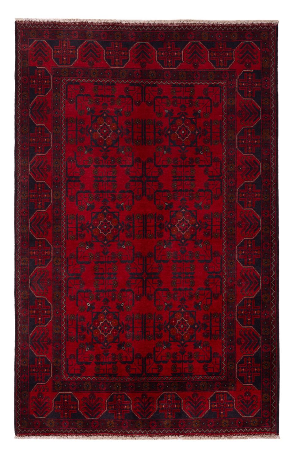 Tappeto afgano - Kunduz - 201 x 126 cm - rosso scuro
