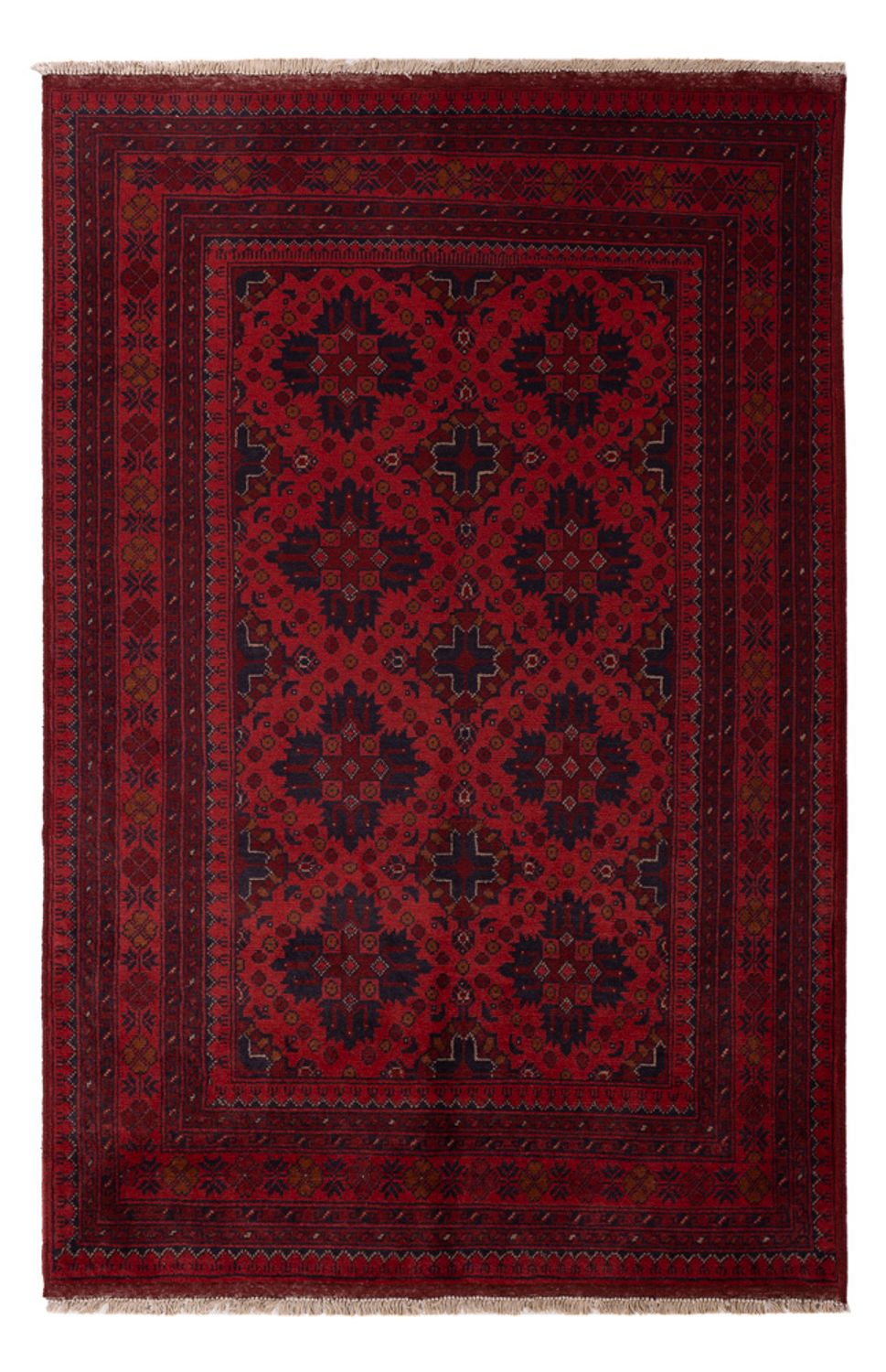 Tappeto afgano - Kunduz - 198 x 124 cm - rosso scuro