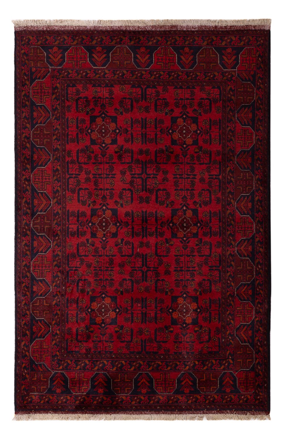 Tappeto afgano - Kunduz - 191 x 127 cm - rosso scuro