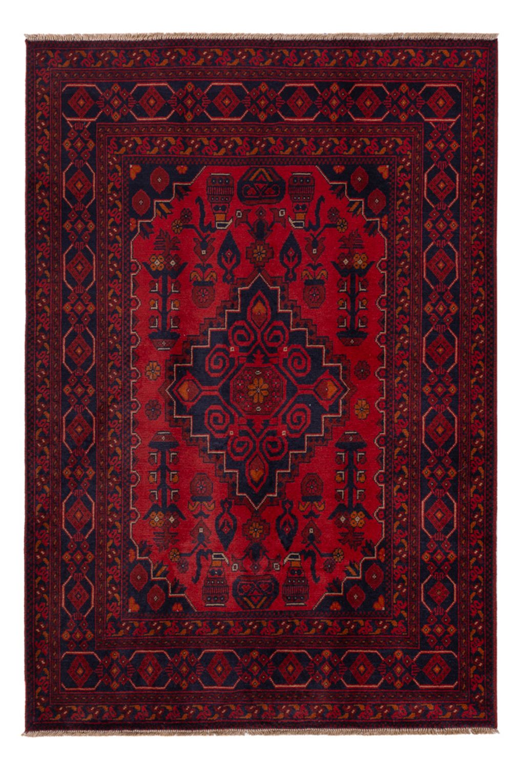 Tappeto afgano - Kunduz - 197 x 127 cm - rosso scuro