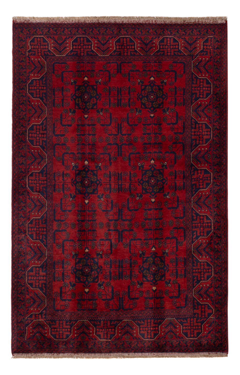 Tappeto afgano - Kunduz - 199 x 132 cm - rosso scuro