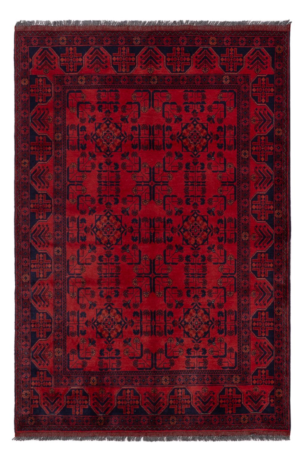 Tappeto afgano - Kunduz - 194 x 133 cm - rosso scuro