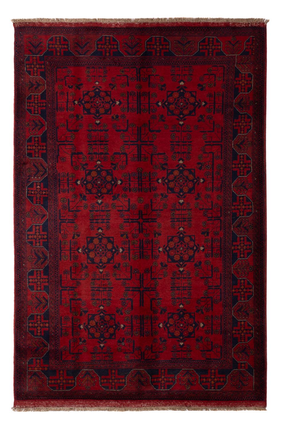 Tappeto afgano - Kunduz - 198 x 130 cm - rosso scuro