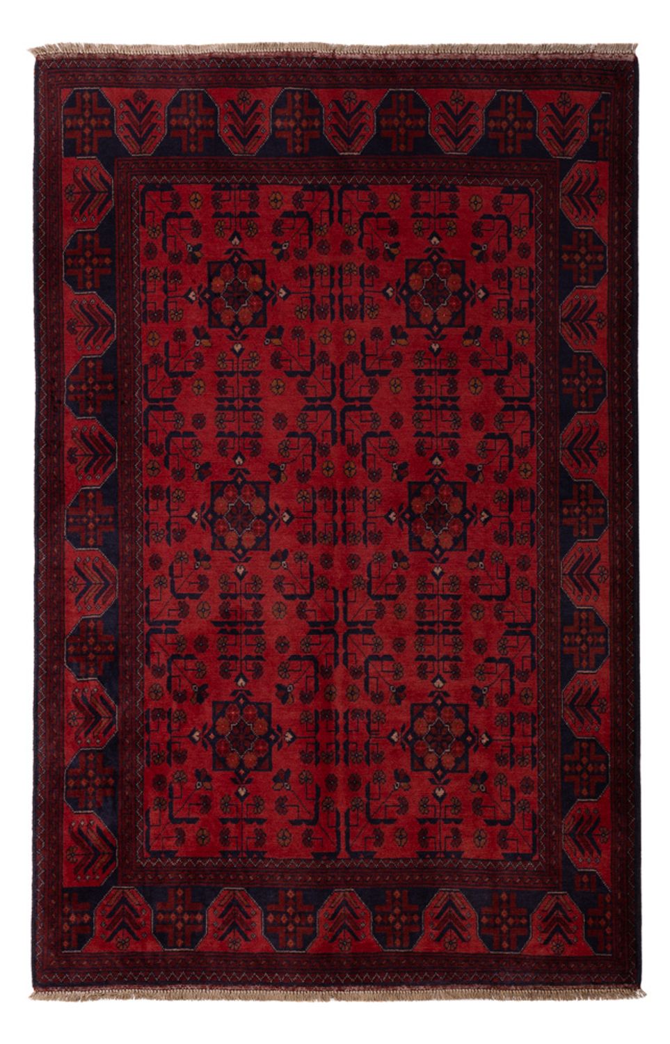 Tappeto afgano - Kunduz - 193 x 127 cm - rosso scuro