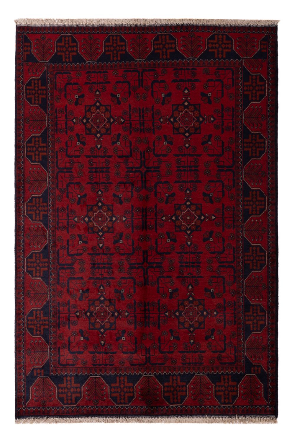 Tappeto afgano - Kunduz - 192 x 127 cm - rosso scuro
