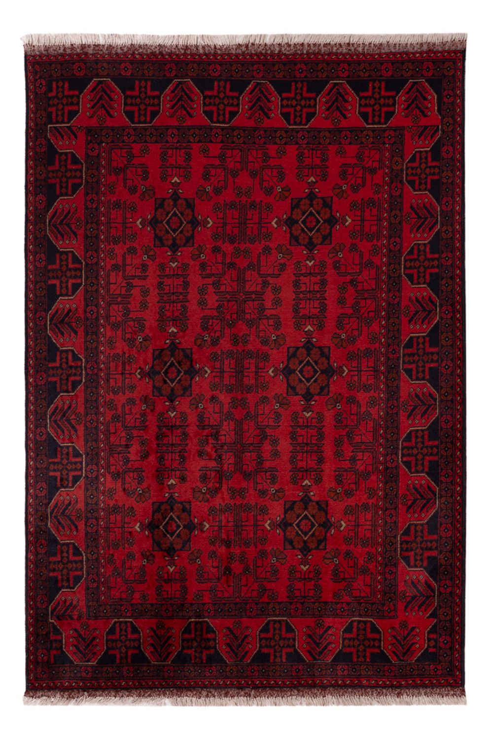 Tappeto afgano - Kunduz - 195 x 125 cm - rosso scuro