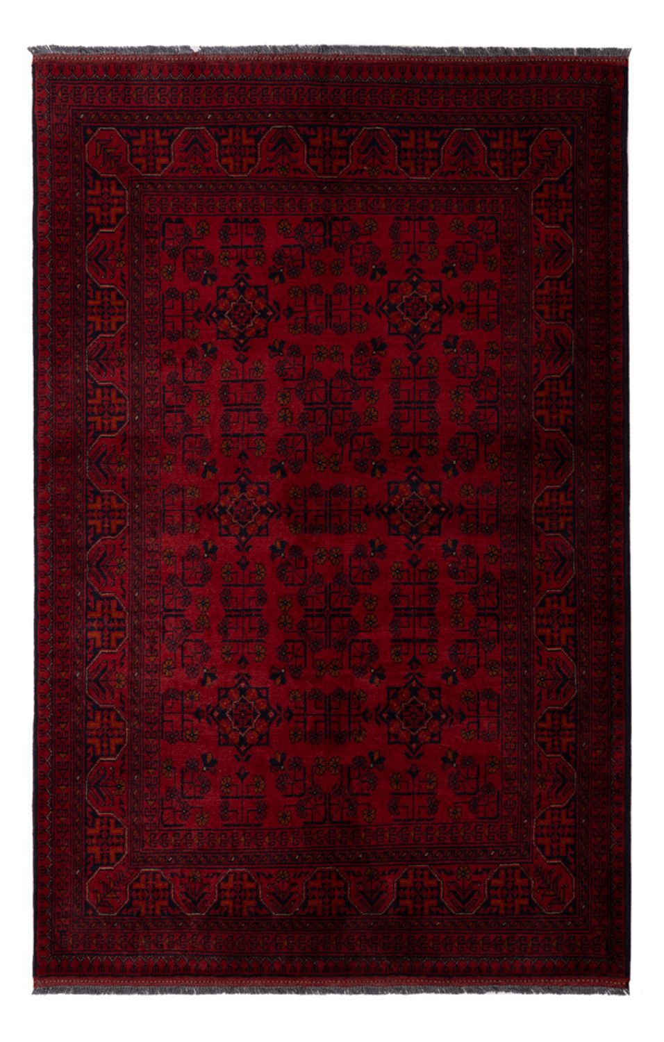 Tappeto afgano - Kunduz - 198 x 129 cm - rosso scuro