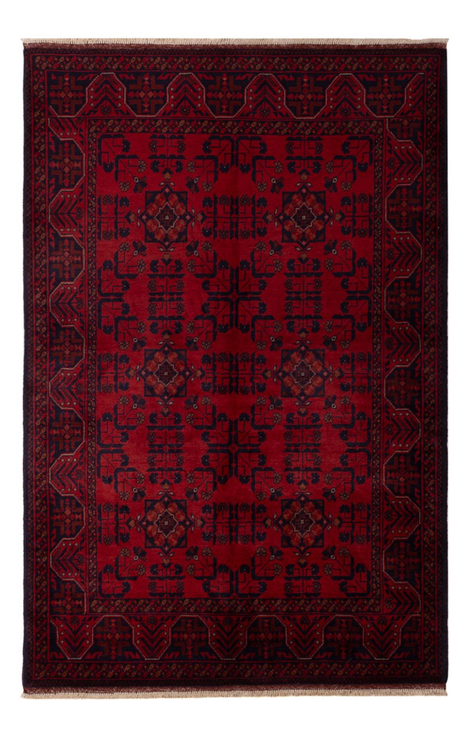 Tappeto afgano - Kunduz - 195 x 125 cm - rosso scuro