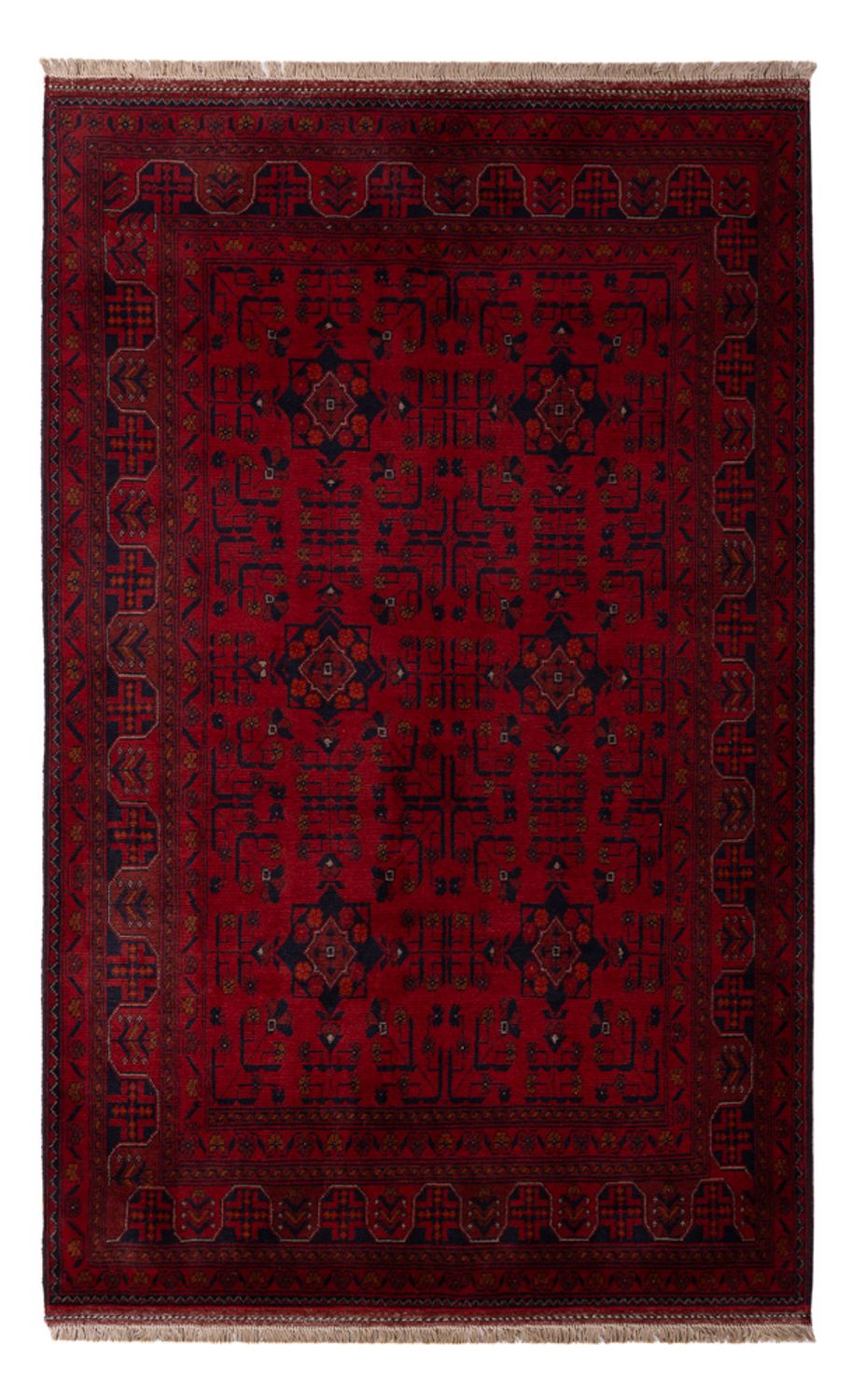 Tappeto afgano - Kunduz - 201 x 130 cm - rosso scuro