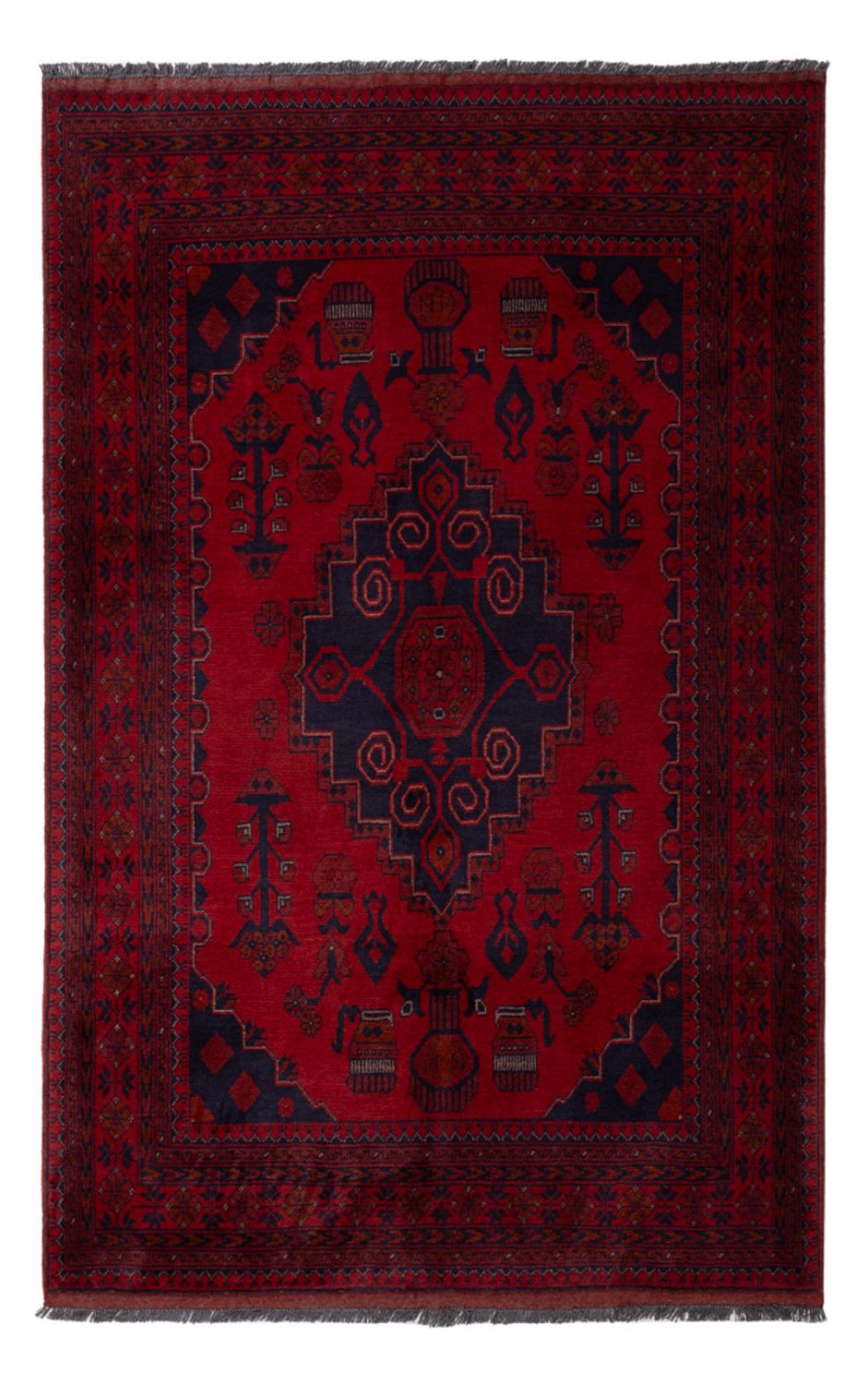 Tappeto afgano - Kunduz - 190 x 121 cm - rosso scuro