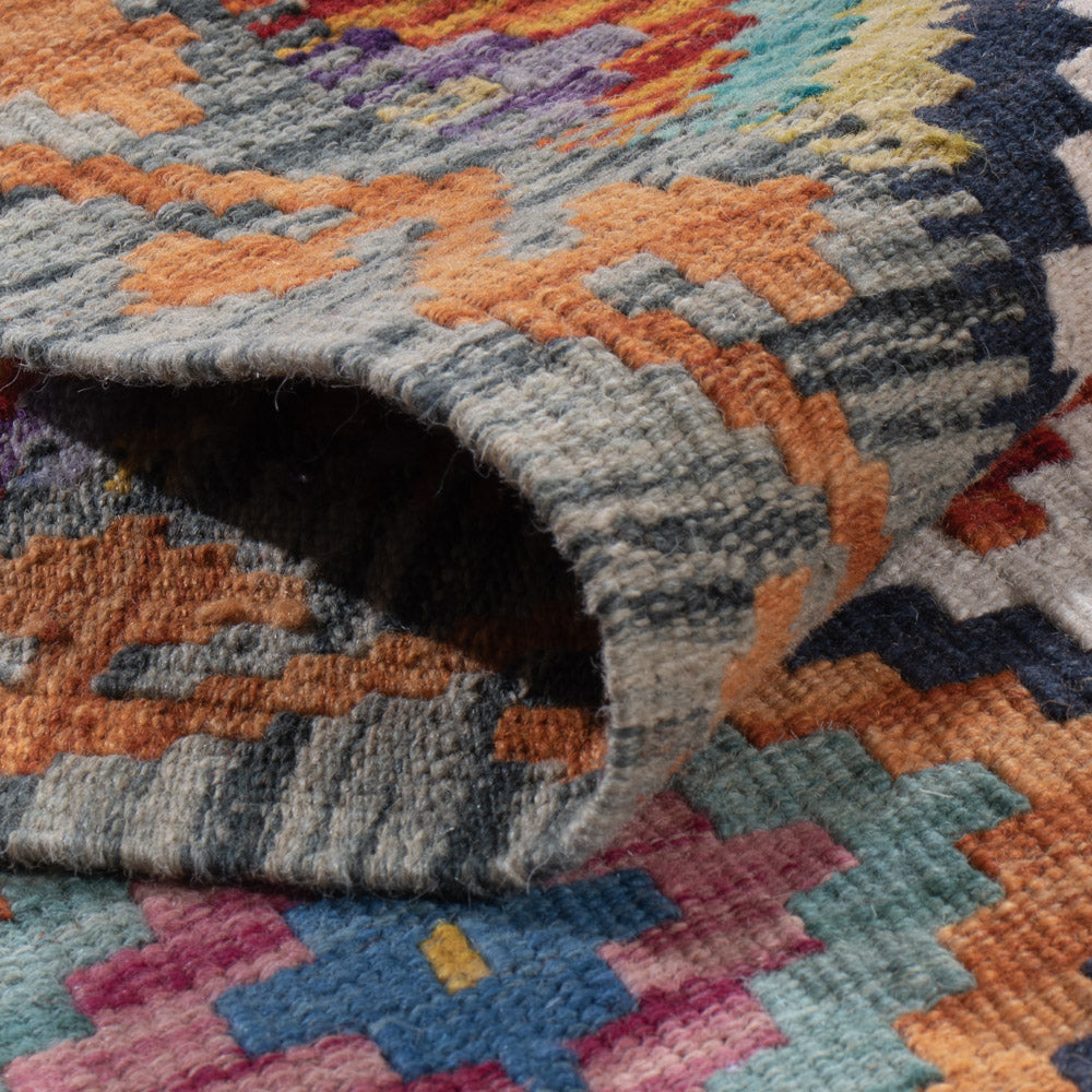 Läufer Kelim - Splash - 197 x 84 cm - mehrfarbig
