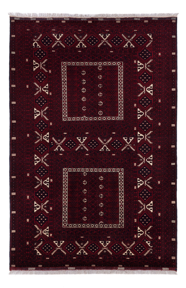 Afghan Teppich - 249 x 161 cm - dunkelrot