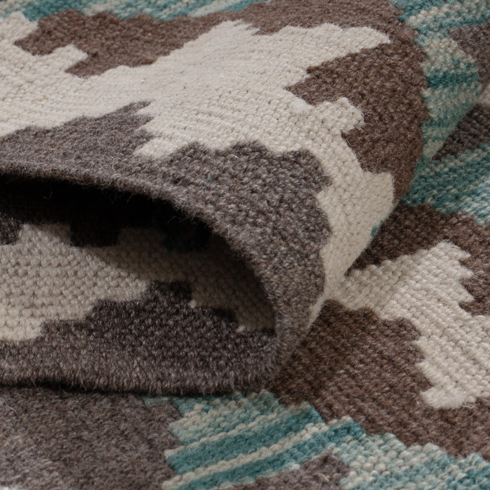 Läufer Kelim - Splash - 288 x 80 cm - dunkelgrün