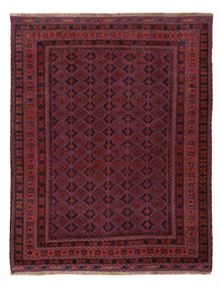Kelim Teppich - Oriental - 194 x 152 cm - dunkelrot