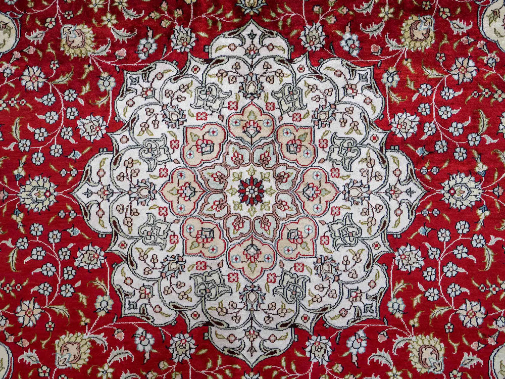 Tappeto di seta - seta cinese - 276 x 182 cm - rosso