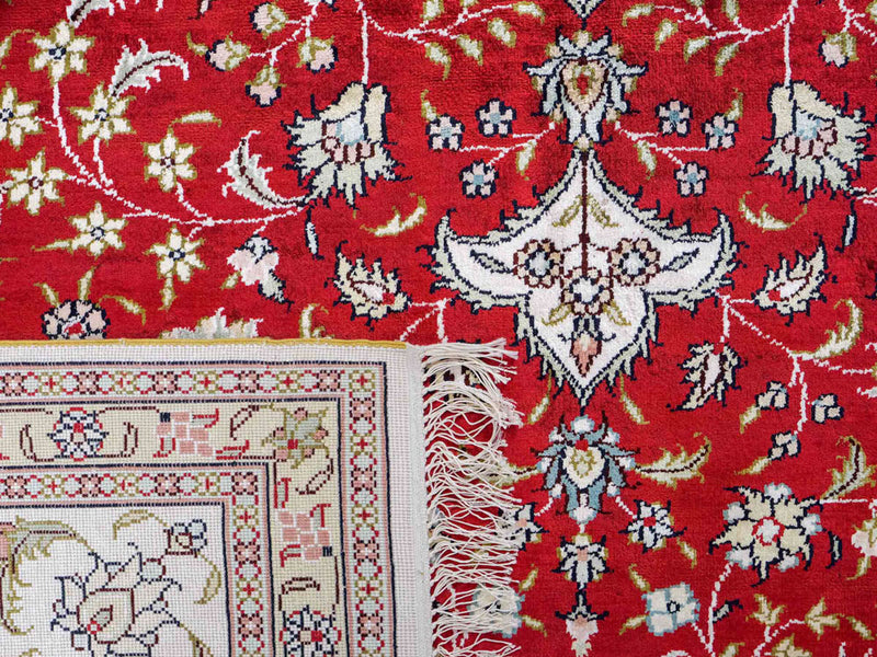 Tappeto di seta - seta cinese - 276 x 182 cm - rosso