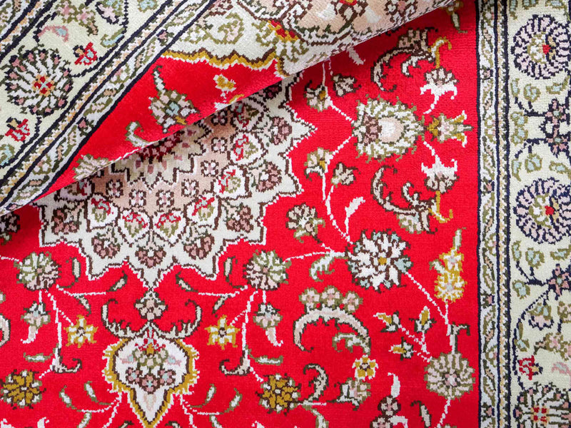 Tappeto di seta - seta cinese - 122 x 78 cm - rosso