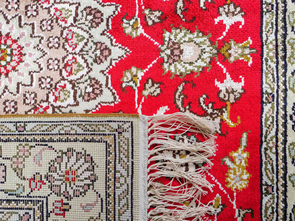 Tappeto di seta - seta cinese - 122 x 78 cm - rosso