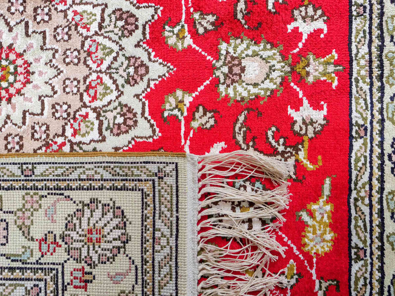 Tappeto di seta - seta cinese - 122 x 78 cm - rosso