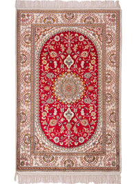 Tappeto di seta - seta cinese - 120 x 78 cm - rosso