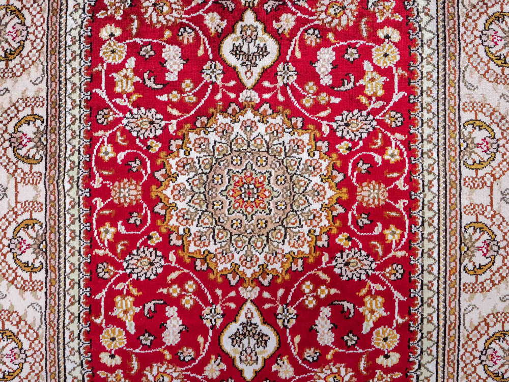 Tappeto di seta - seta cinese - 120 x 78 cm - rosso