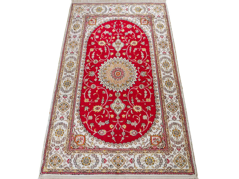 Tappeto di seta - seta cinese - 120 x 77 cm - rosso