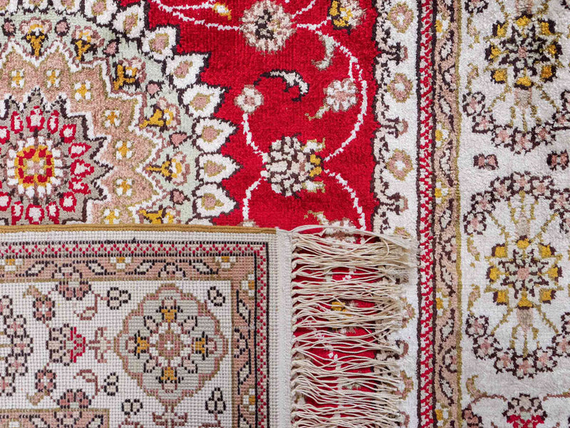 Tappeto di seta - seta cinese - 120 x 77 cm - rosso