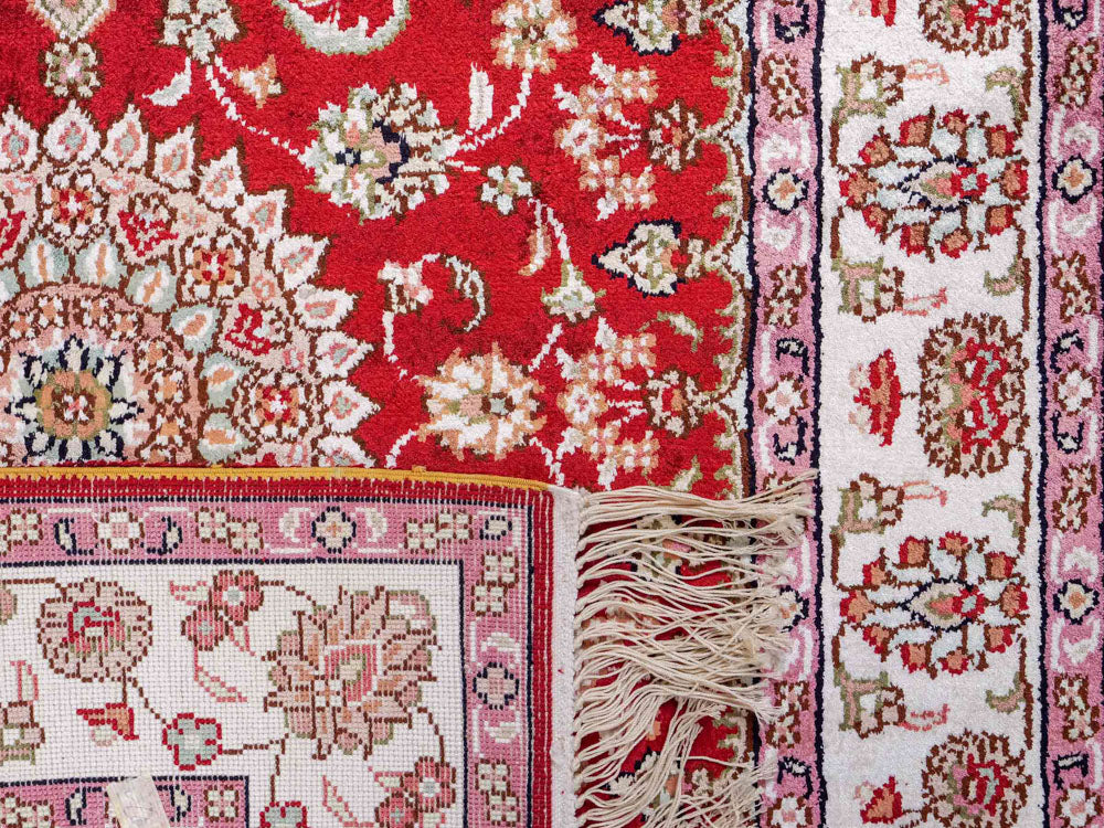 Tappeto di seta - seta cinese - 119 x 76 cm - rosso