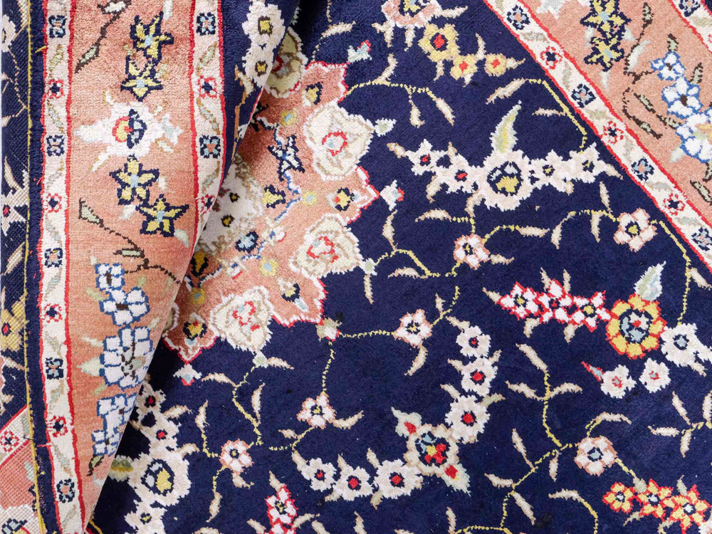 Tappeto di seta - seta cinese - 123 x 78 cm - blu scuro