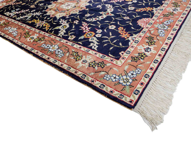 Tappeto di seta - seta cinese - 123 x 78 cm - blu scuro