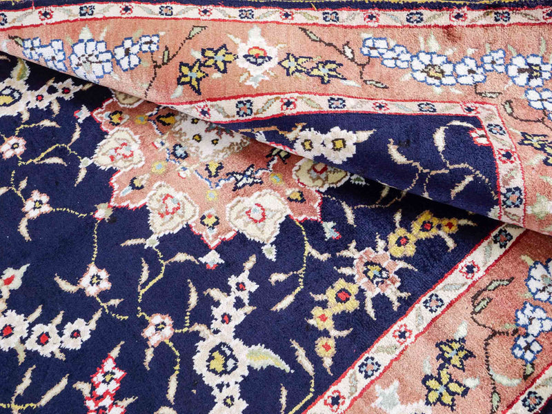 Tappeto di seta - seta cinese - 123 x 78 cm - blu scuro