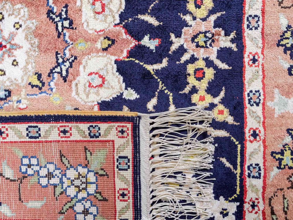 Tappeto di seta - seta cinese - 123 x 78 cm - blu scuro