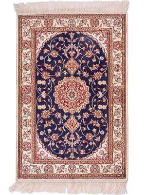 Seidenteppich - China Seide - 92 x 62 cm - dunkelblau