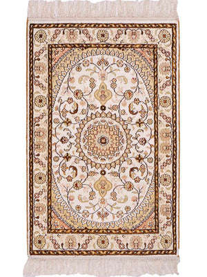 Tappeto di seta - seta cinese - 88 x 59 cm - beige