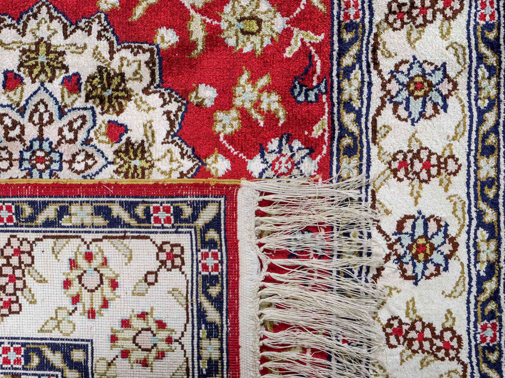 Tappeto di seta - seta cinese - 92 x 60 cm - rosso